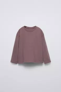 Простая футболка с этикеткой ZARA, цвет aubergine