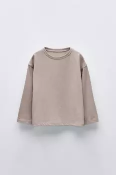 Простая футболка с этикеткой ZARA, цвет earth