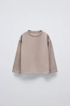 Простая футболка с этикеткой ZARA, цвет earth