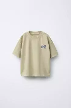 Простая футболка с этикеткой ZARA, хаки