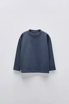 Простая футболка с этикеткой ZARA, темно-синий