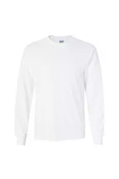 Простая футболка с длинным рукавом из ультрахлопка с круглым вырезом Gildan, белый