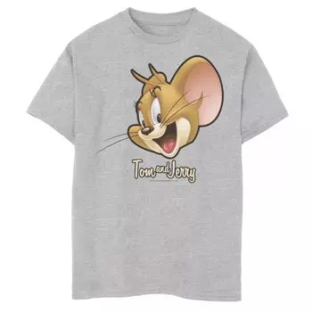 Простая футболка с изображением большого лица Tom & Jerry для мальчиков 8–20 лет Jerry Licensed Character
