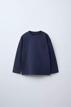 Простая футболка с карманом ZARA, синий