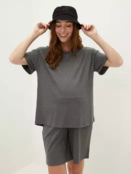 Простая футболка с круглым вырезом и короткими рукавами для беременных LC Waikiki Maternity