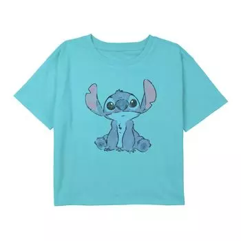 Простая футболка с потертой вышивкой для девочек 7–16 лет Disney Lilo & Stitch Licensed Character