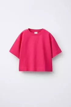 Простая футболка в тяжелом весе ZARA, цвет Fuchsia
