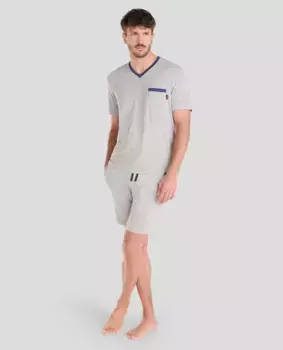 Простая короткая мужская пижама Lohe, серый