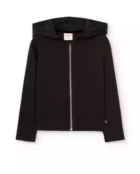 Простая куртка для девочки с капюшоном и застежкой-молнией Boboli, чёрный