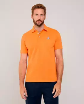 Простая мужская рубашка поло с вышитым логотипом в виде птицы Faonnable, оранжевый