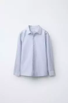 Простая парадная рубашка ZARA, небесно-синий
