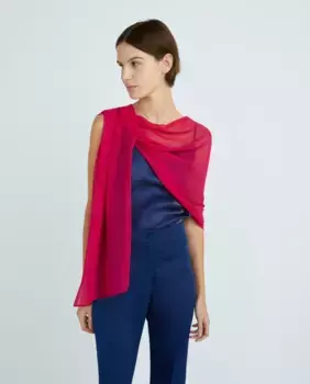 Простая праздничная шаль цвета фуксии Banarassi, фуксия