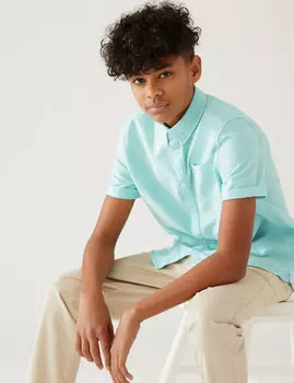 Простая рубашка из чистого хлопка (6–16 лет) Marks & Spencer, мята