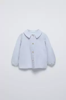 Простая рубашка ZARA, светло-голубой