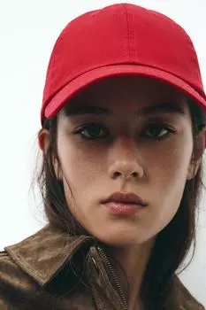 Простая саржевая шапочка ZARA, красный
