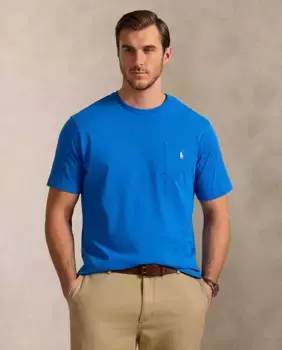 Простая синяя мужская футболка больших размеров Polo Ralph Lauren, ультрамариновый синий