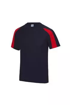 Простая спортивная футболка с контрастным принтом Just Cool, темно-синий