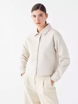 Простая укороченная женская куртка-рубашка с длинными рукавами LCW Vision