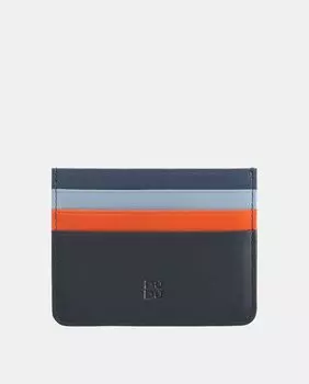 Простая визитница темно-синего цвета из телячьей кожи наппа Dudu, темно-синий