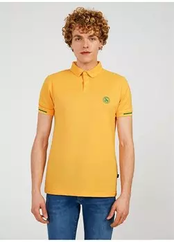 Простая желтая мужская футболка с воротником на кнопках TC4615 The Crow, желтый