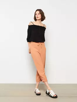 Простая женская блузка из вискозы с вырезом лодочкой и длинными рукавами LCW Casual