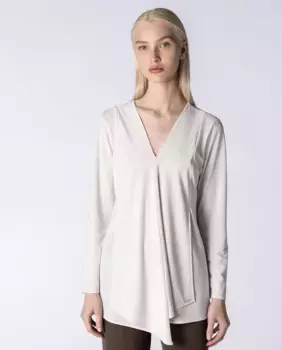 Простая женская блузка с V-образным вырезом и длинными рукавами Naulover, цвет Piedra