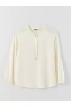 Простая женская блузка с воротником-стойкой и длинными рукавами LC Waikiki, темно-синий