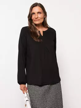 Простая женская блузка со свободным воротником и длинными рукавами LCW Grace, новый черный
