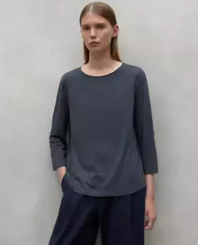 Простая женская футболка с длинным рукавом и круглым вырезом Ecoalf, темно-серый