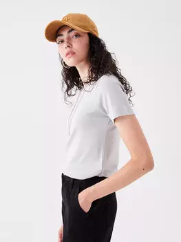 Простая женская футболка с круглым вырезом и короткими рукавами LCW Casual, матовый серый