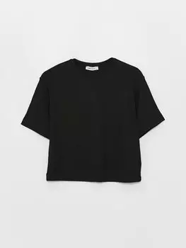 Простая женская футболка с круглым вырезом и короткими рукавами LCW Casual, новый черный