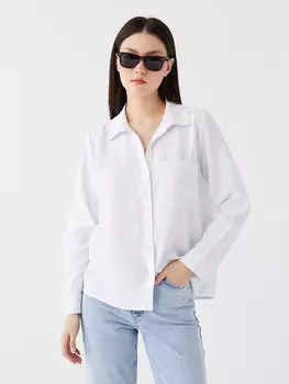 Простая женская рубашка оверсайз с длинным рукавом LCW Casual, буксе белый