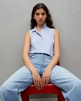 Простая женская рубашка поло без рукавов Easy Wear, голубой