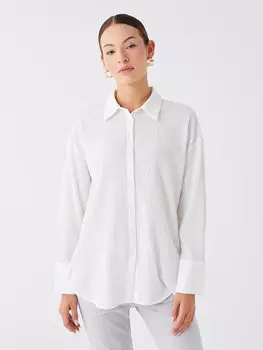 Простая женская рубашка с длинным рукавом LCWAIKIKI Classic, экрю