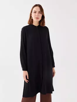 Простая женская туника с великолепным воротником и длинными рукавами LCW Grace, новый черный