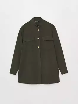 Простая женская туника с великолепным воротником и длинными рукавами LCWAIKIKI Classic, хаки