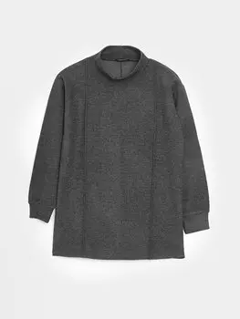 Простая женская туника с высоким воротником и длинными рукавами LCWAIKIKI Classic, антрацит меланж