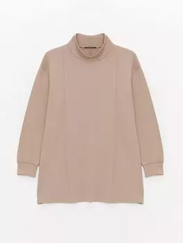 Простая женская туника с высоким воротником и длинными рукавами LCWAIKIKI Classic, светло-серый