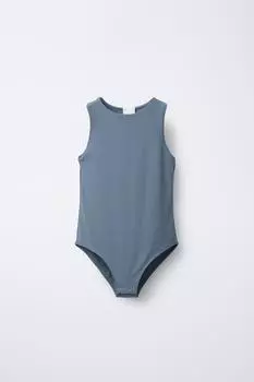 Простое боди на бретельках ZARA, цвет Blue/Grey