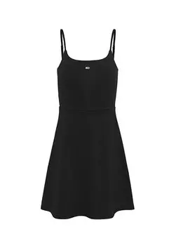 Простое черное короткое женское платье с U-образным вырезом TJW ESSENTIAL STRAP FLARE DRESS Tommy Jeans, черный