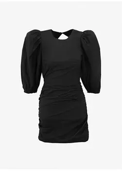 Простое черное короткое женское платье с круглым вырезом VSKD05104TU Akep, черный