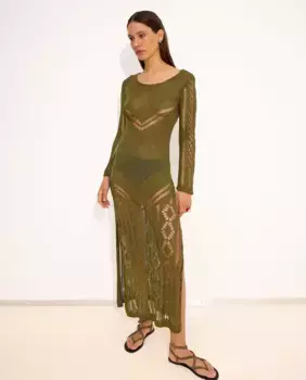 Простое длинное платье, связанное крючком Parfois, цвет Kaki