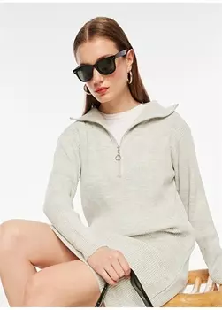 Простое короткое серое женское платье с воротником People By Fabrika