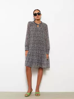 Простое платье для беременных с длинным рукавом и воротником с лацканами LC Waikiki Maternity