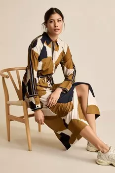 Простое платье миди с длинными рукавами Next, черный