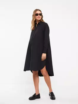 Простое платье-рубашка для беременных с длинными рукавами LCWAIKIKI Maternity, новый черный