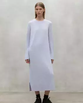 Простое платье с длинными рукавами и круглым вырезом Ecoalf, светло-серый
