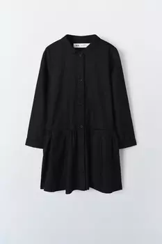 Простое платье с карманами ZARA, темный антрацит
