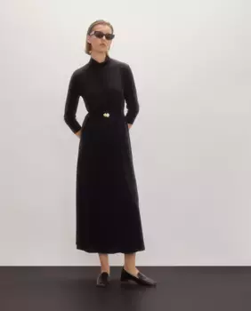 Простое трикотажное женское платье миди с длинным рукавом Woman Limited El Corte Ingls, темно-синий