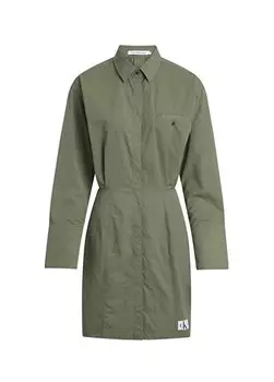 Простое зеленое короткое женское платье с воротником рубашки J20J222533LDY Calvin Klein Jeans